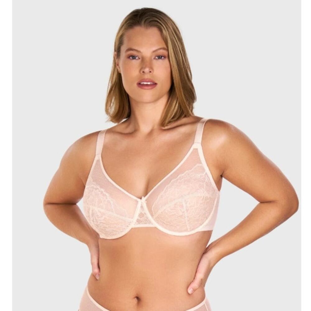 HSIA Enchante Cream Lace Underwire Bra Size 36DDD NWT